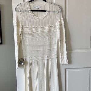 Reiss Darcie Pointelle-Knit White Dress